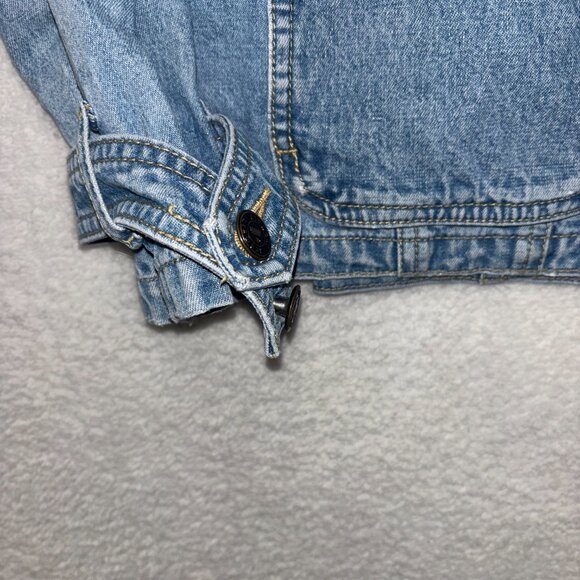 VTG Liz Claiborne Chore Jacket Womens M Petite Blue Denim Jean button Up Lizwear - Picture 3 of 10